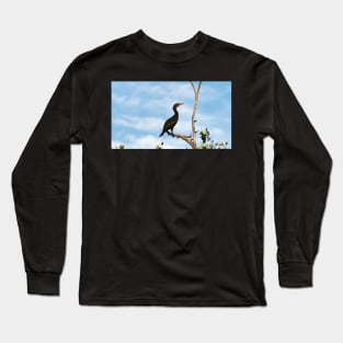 Double-crested Cormorant Perched On a Tree Branch Long Sleeve T-Shirt